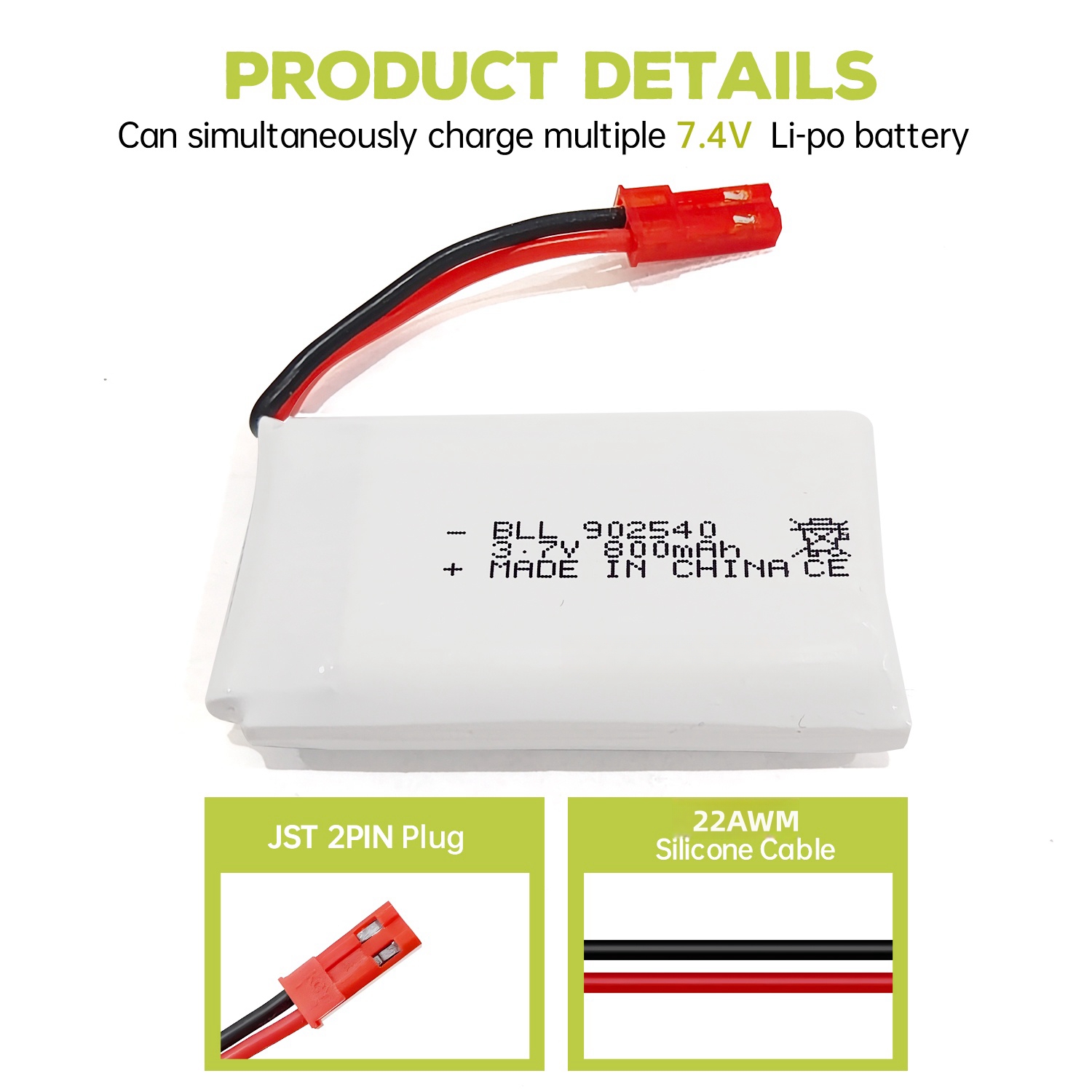 5PCS 3.7V 800mAh 30C Lipo Batt - Drone Mjx Rc recensie en prijs